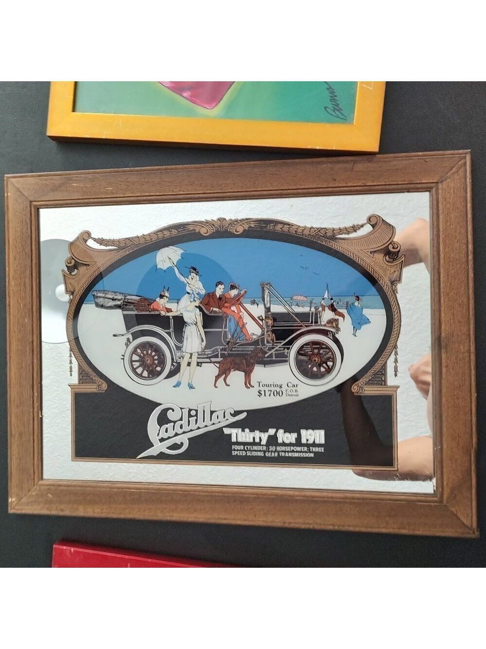 𝅺Vintage Cadillac Advertisement Bar Mirror 1978 Framed "Thirty" for 1911